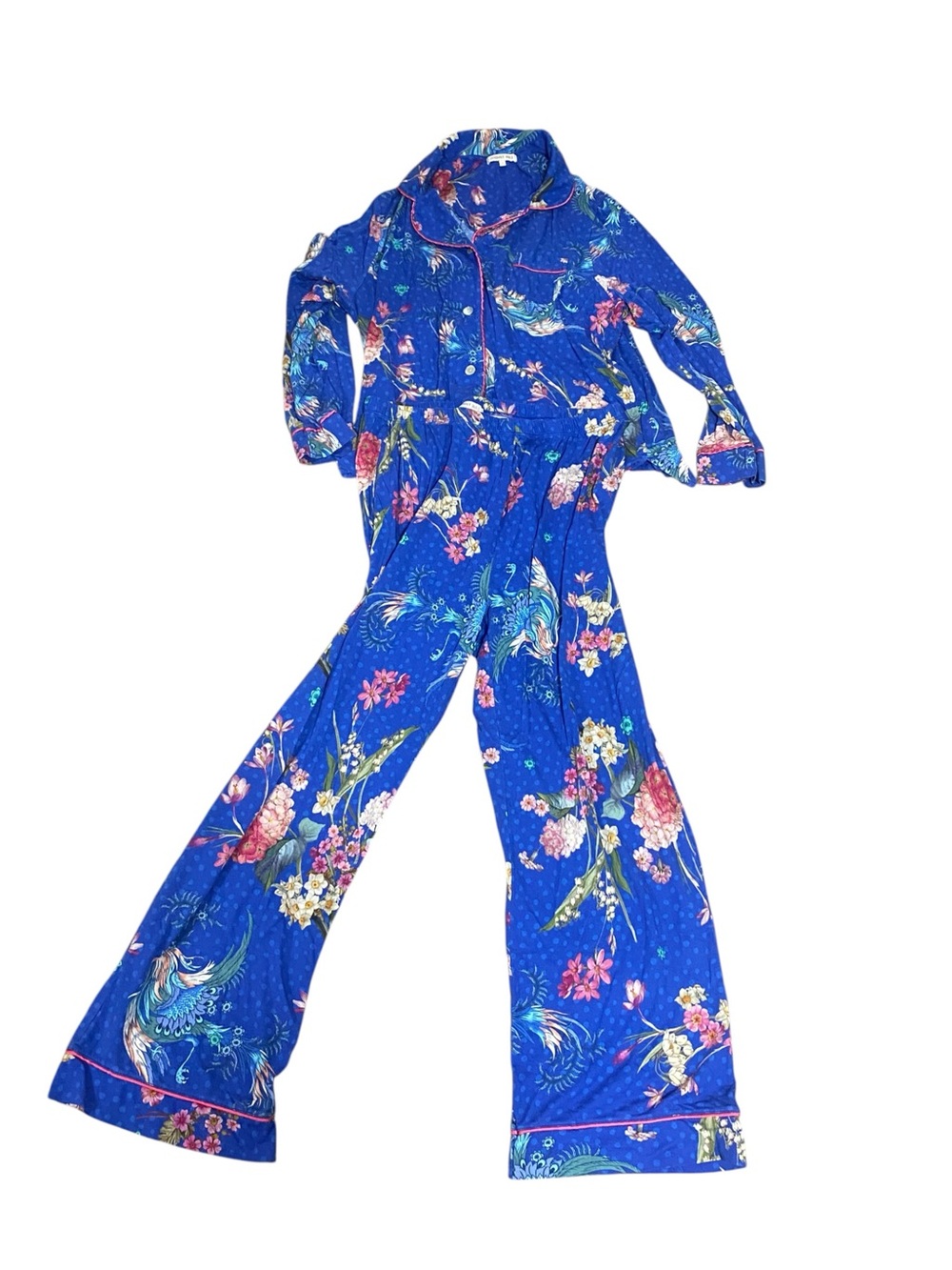 Johnny Was Revive PJ set with colorful birds & florals XL - Picture 2 of 7
